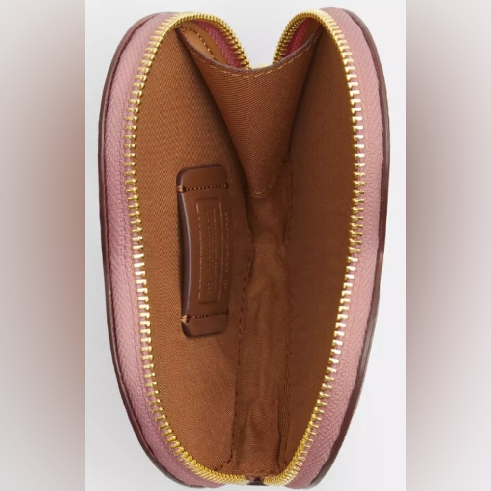 Coach X Observed By Us NWT Heart Coin Case In Signature Canvas in tan and pink - Picture 2 of 8